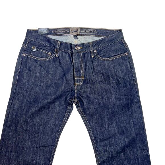 Vans Off the Wall Slimbo Denim Jeans 32x30 Dark Blue Slim Fit Low Rise New - Picture 3 of 10